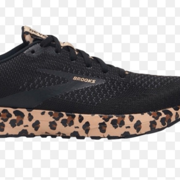 Brooks Shoes - Brooks Women's Black Running Shoe with Leopard-Print Tan Midsole